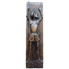 Sculpture murale en bois Don Quichotte