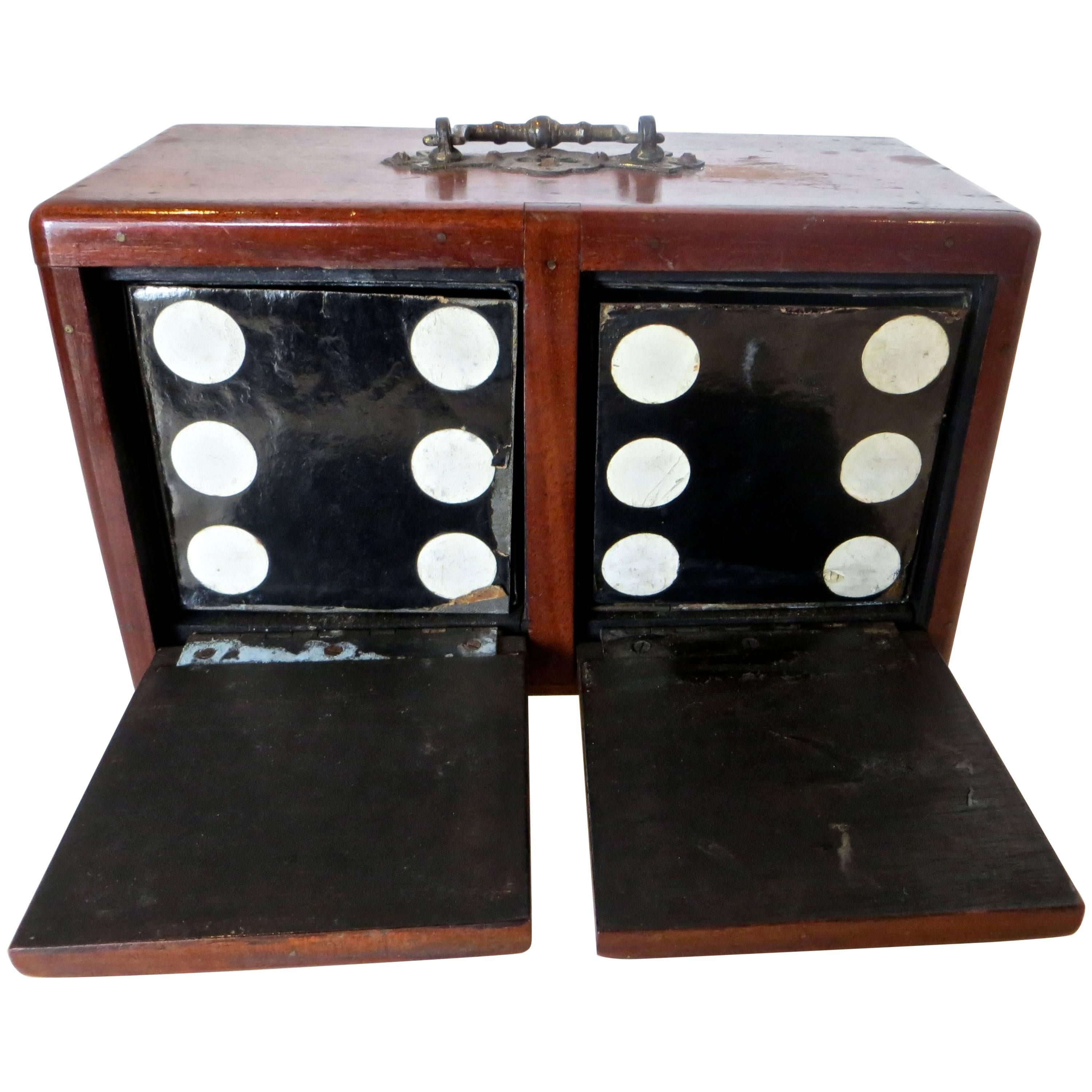 Two-Sided Four-Door Box with Pair of Dice, Magic Trick, circa 1890