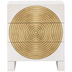 Halo Nightstand Gold Leaf Detail