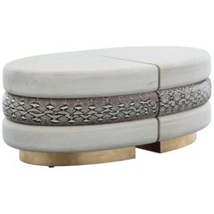 CELINE COFFEE TABLE - Modern Bleached Oak with Real Python Skin and a Gold Base 