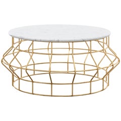 HALSTON COFFEE TABLE - Gold Leaf over Iron and Carrara Marble