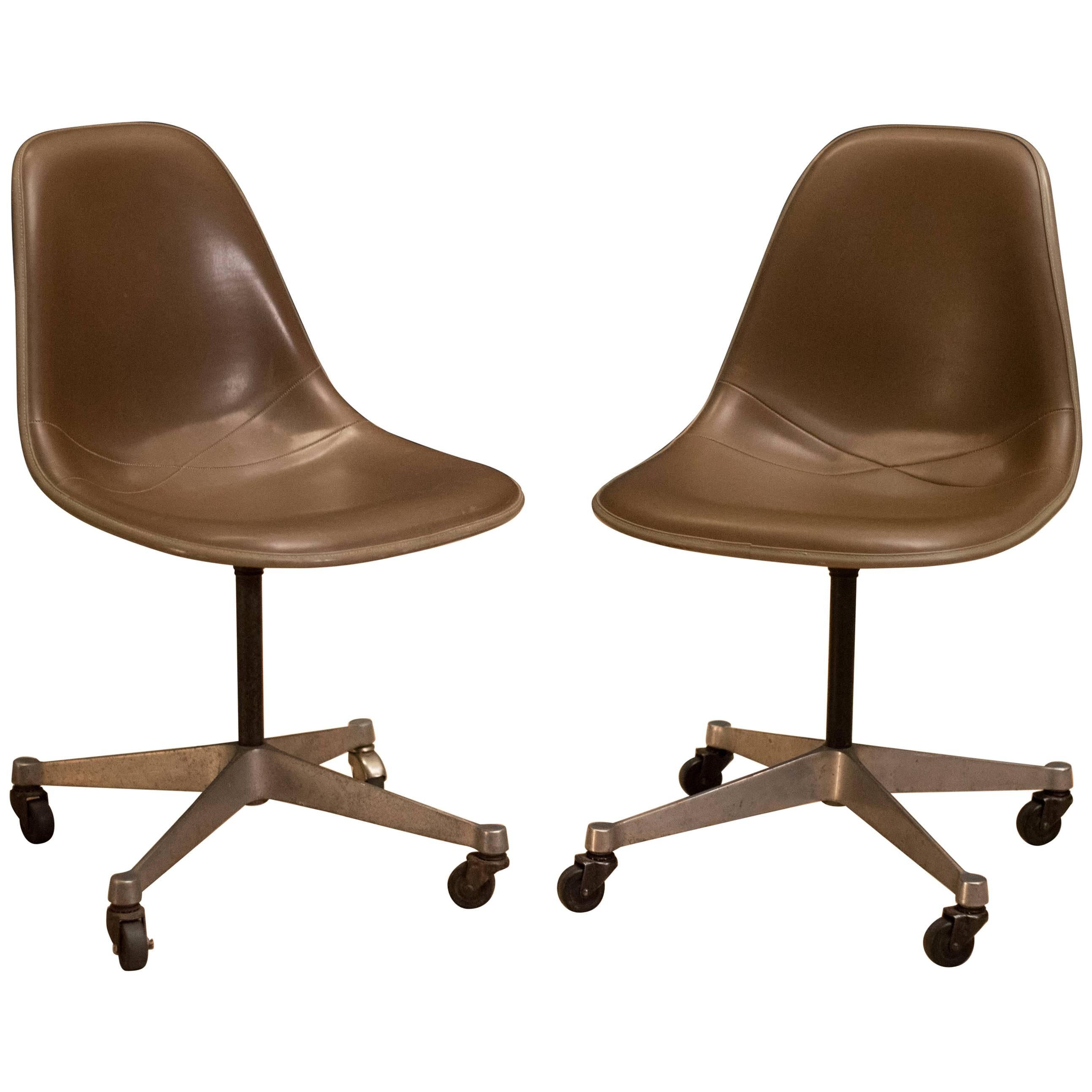 Vintage Herman Miller Padded Fiberglass Swivel Chairs