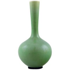 Friberg Studiohand Ceramic Vase, Unique, Fantastic Glaze in Green Shades