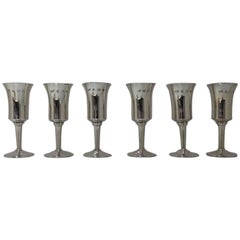 Vintage Six Modern Sterling Silver Champagne Flutes Toye, Kenning & Spencer