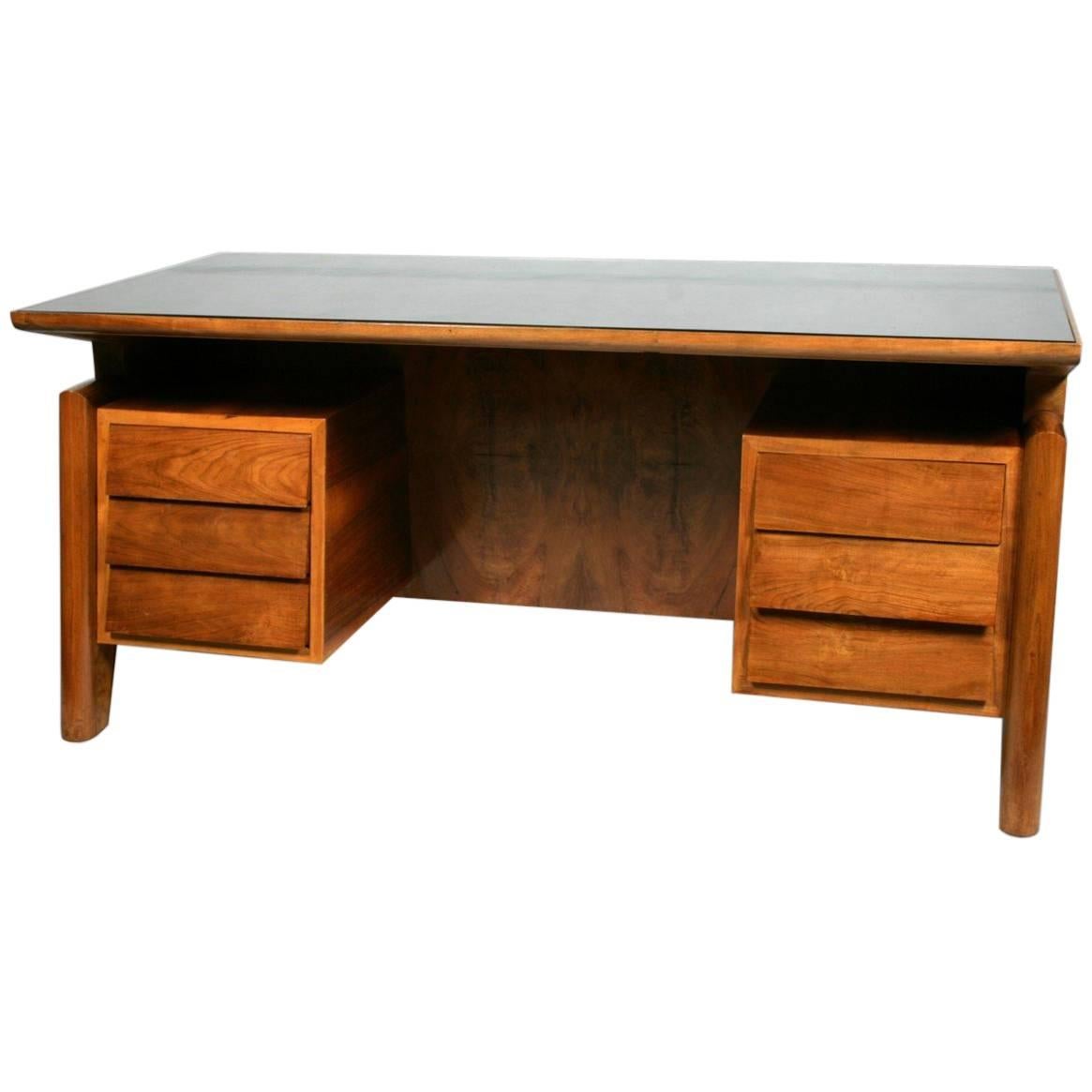 Substantial Walnut Desk Attributed to Carlo di Carli For Sale