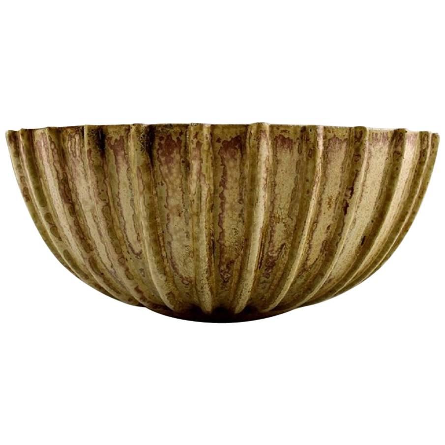 Arne Bang Stoneware Bowl with Fluted Corpus