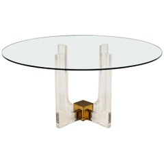 1970s Glass and Lucite Vintage Dining Table