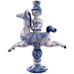 Bjorn Wiinblad Figurine from the Blue House, Figure/Candlestick Rider on Horse