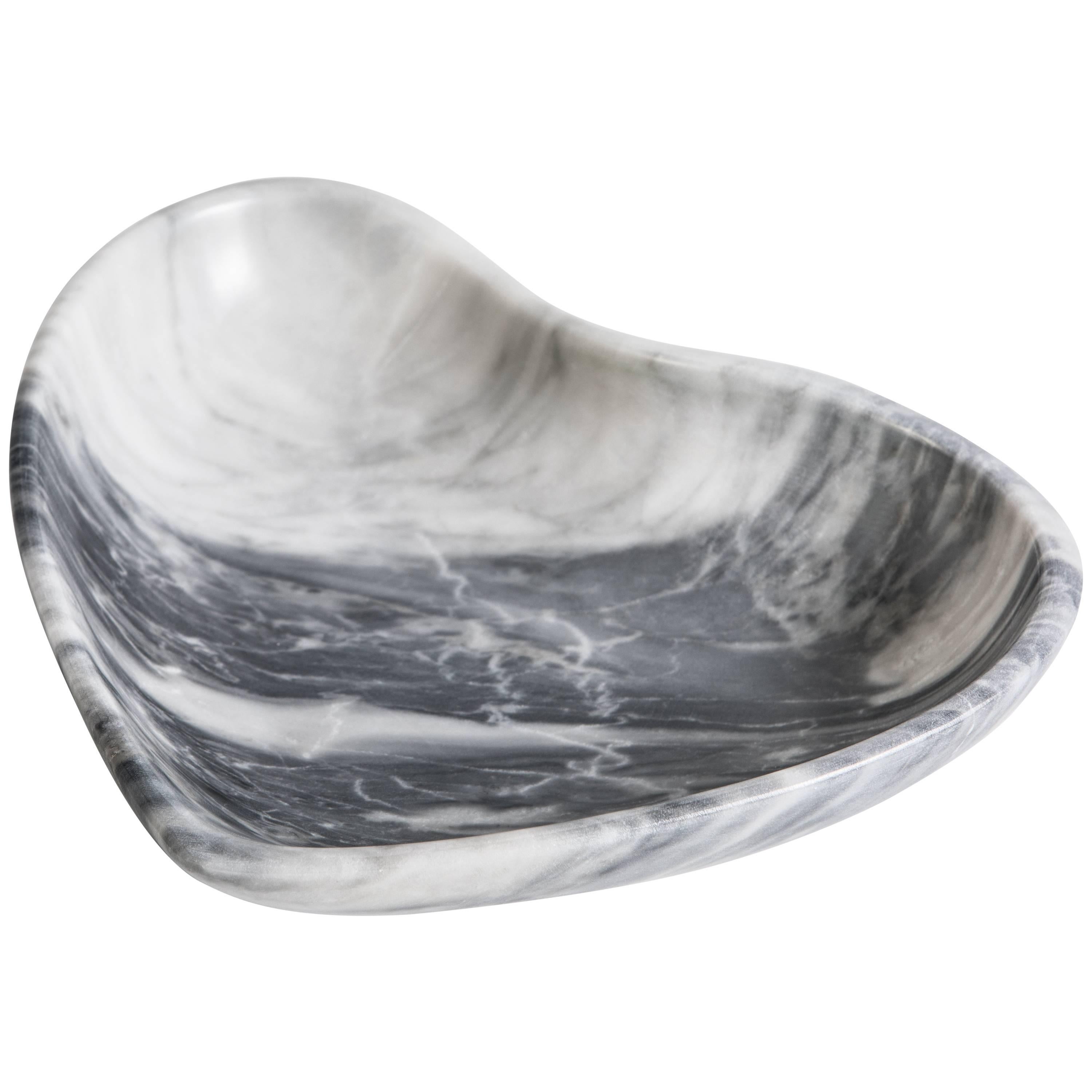 Small Heart Bowl in Grey Marble Handmade in Italy