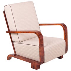 Art Deco Armchair from Czechoslovakia, Period: 1920-1929, Walnut, New upholstery