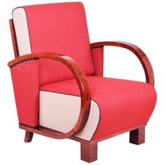Art Deco Armchair from Czechoslovakia, Period: 1920-1929, Walnut, New upholstery