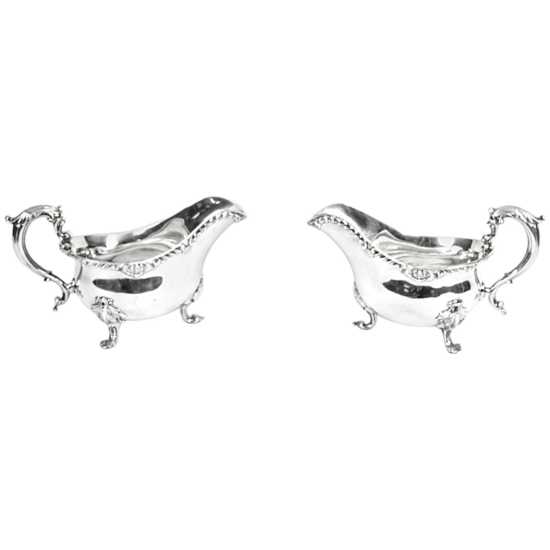 Antique Pair of English Silver Sauce Boats, Robert Garrard, 1846