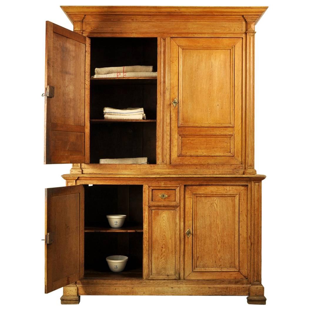 18th Century Antique French Oak Linen Cupboard For Sale