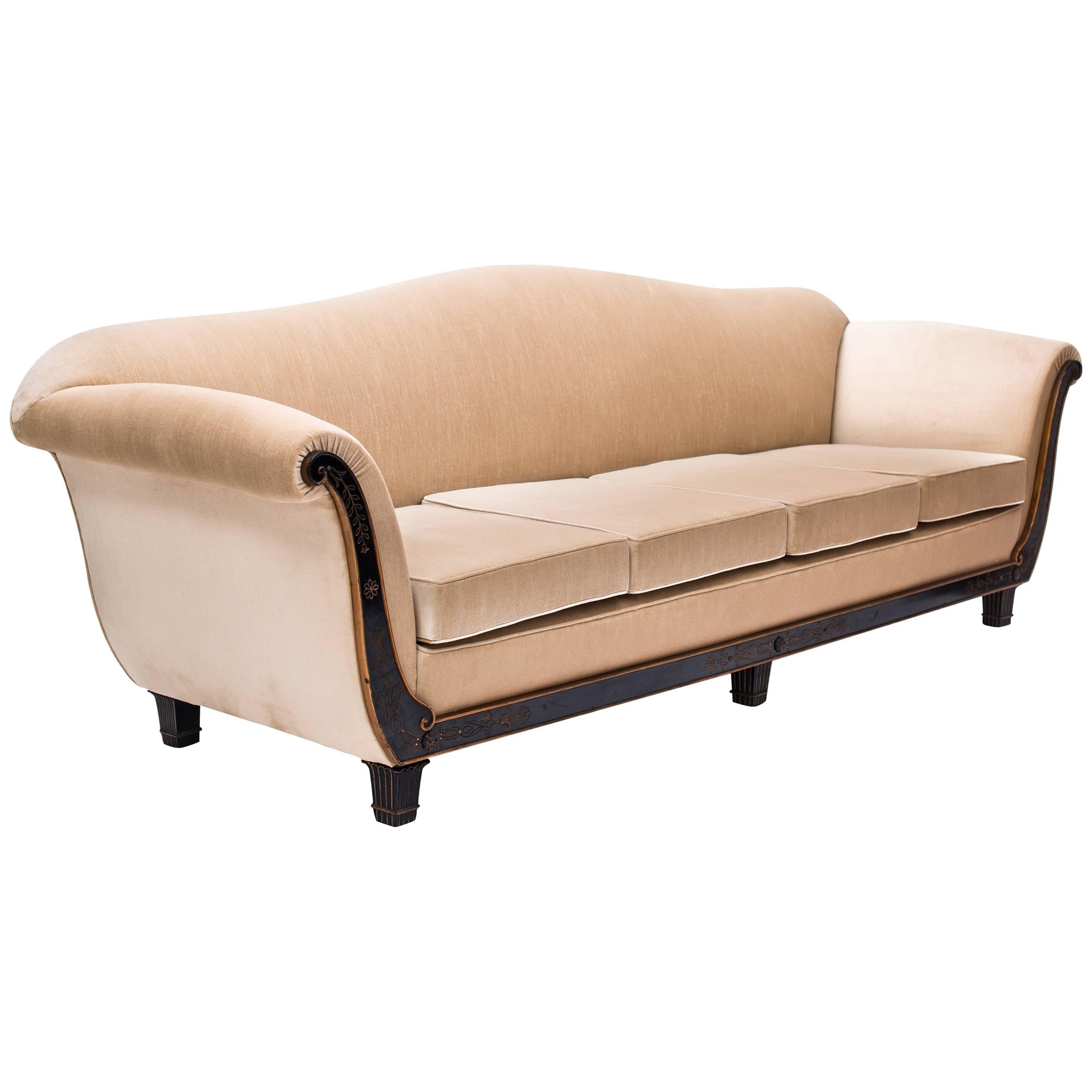 Salvatore Dinucci Brasilianisches Sofa aus der Mitte des Jahrhunderts mit Samtpolsterung, 1950er Jahre im Angebot
