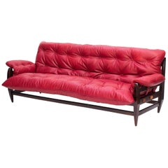 Jean Gillon "Rodeio" Midcentury brazilian sofa in Rosewood with Leather, 60s