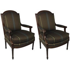 Pair of Open Arm Bergeres by Baker Furniture