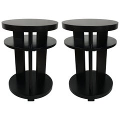 Vintage Pair of Ebonized Mahogany Side Tables by Paul Laszlo