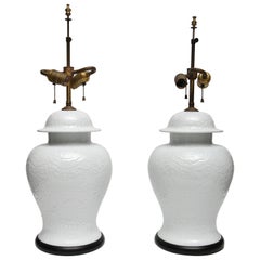 Pair of White Chinese Ginger Jar's Mounted as Table Lamps