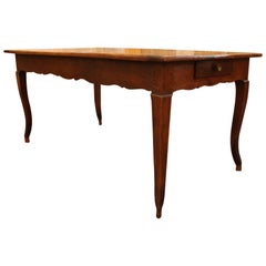 French 19th Century Farm Dining Table with Cabriole Legs