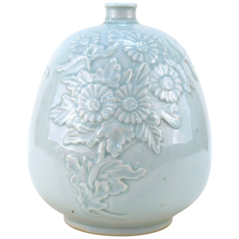 Korean CeladonGlazed Pottery Vase For Sale at 1stDibs