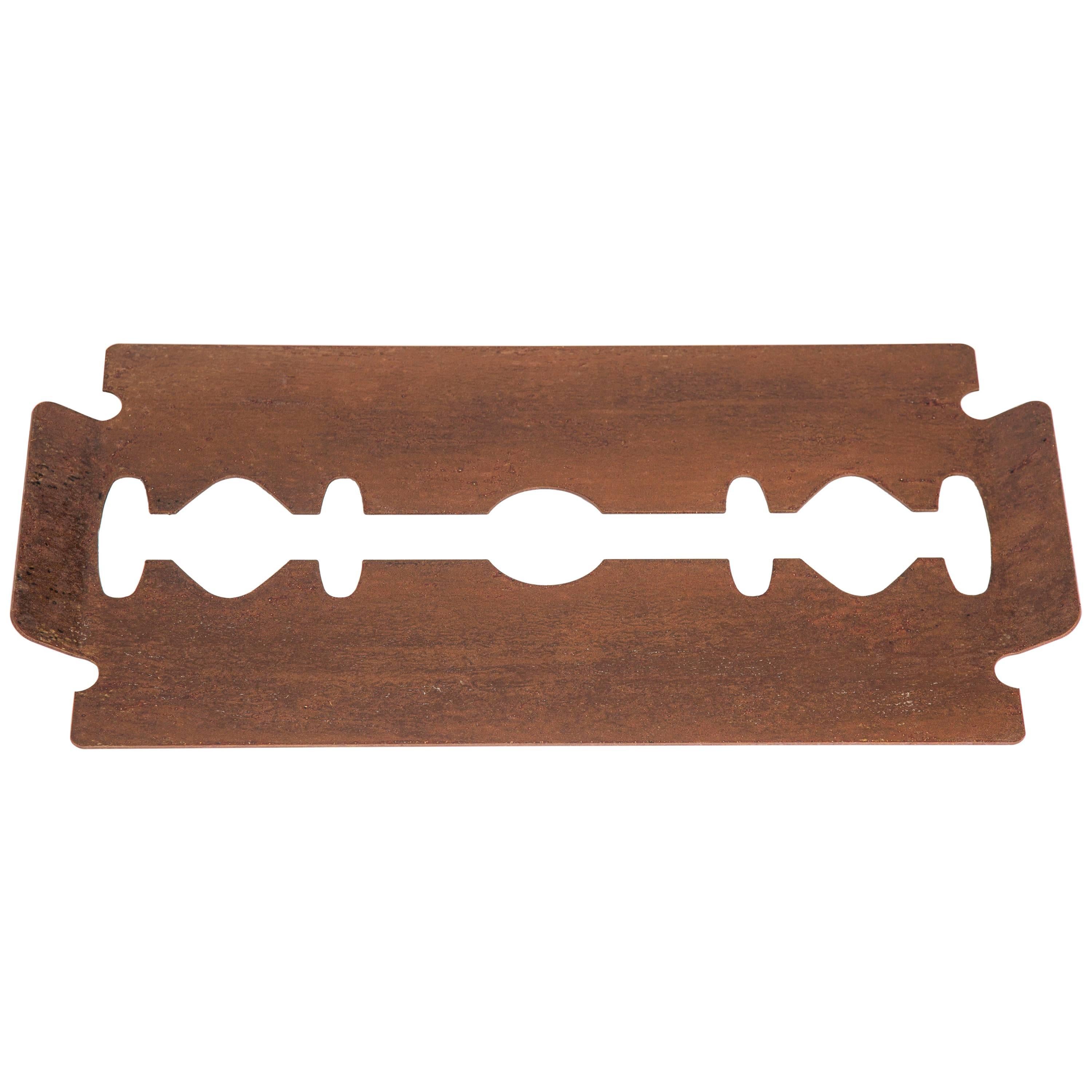 Edged Tray Rusty-Colored Plating, Minimalist Modern For Sale