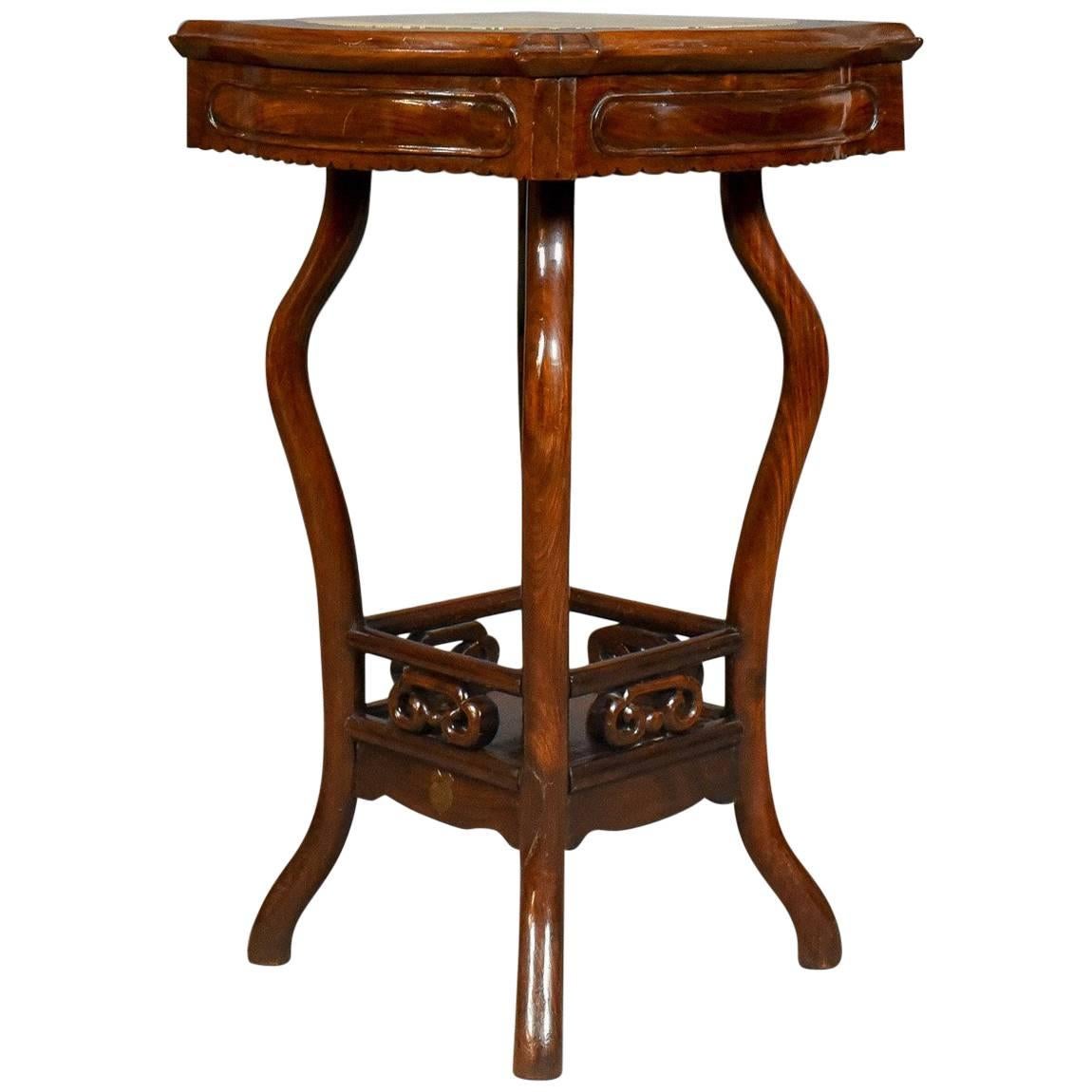 Chinese Antique Side Table, Rosewood and Marble, British Empire