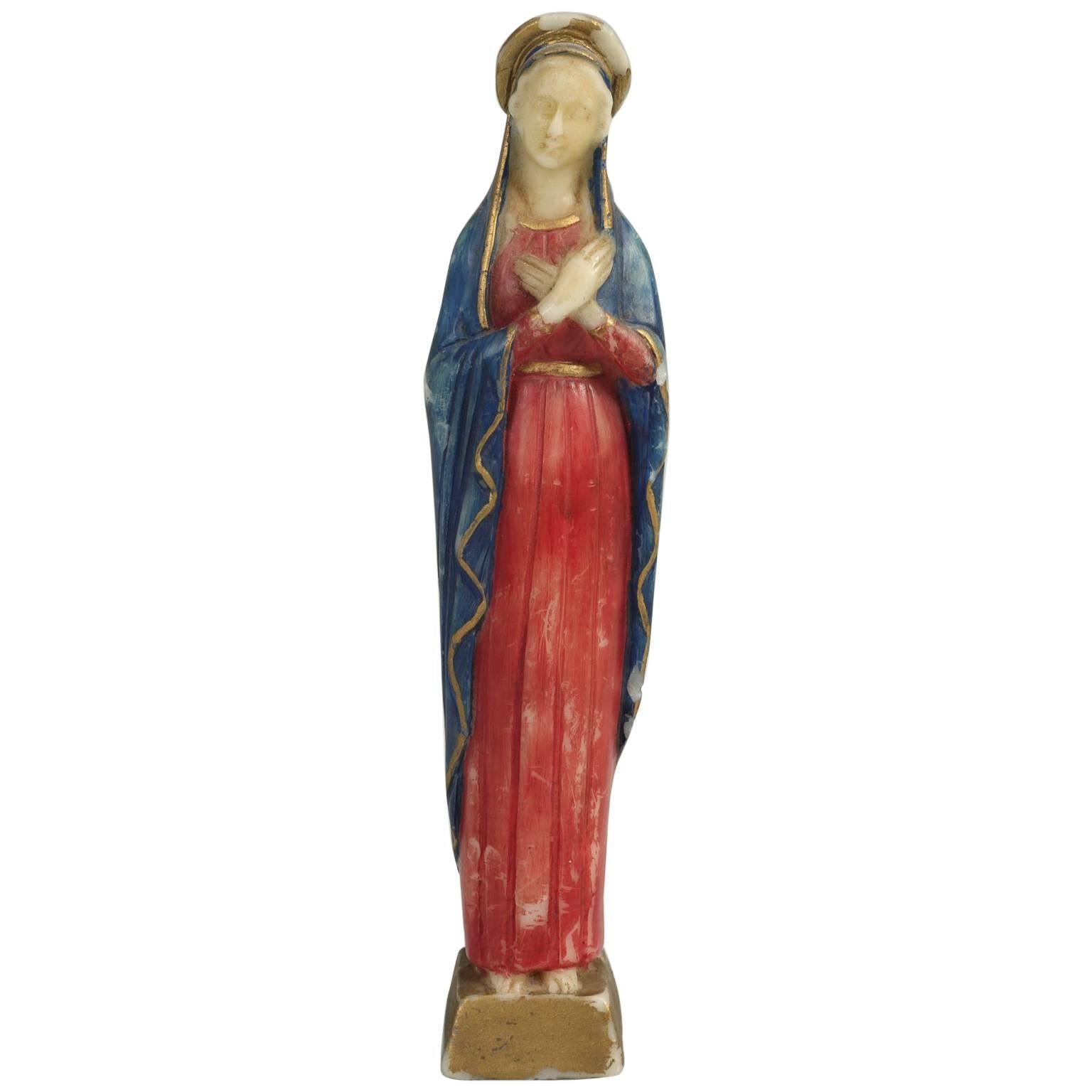 Skulptur einer Maria in Wachs von Vernez im Angebot