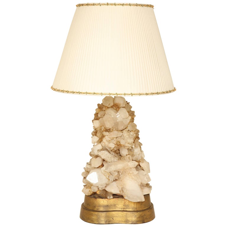 A MidCentury Modern Table Quartz Rock Crystal Table Lamp by Carol