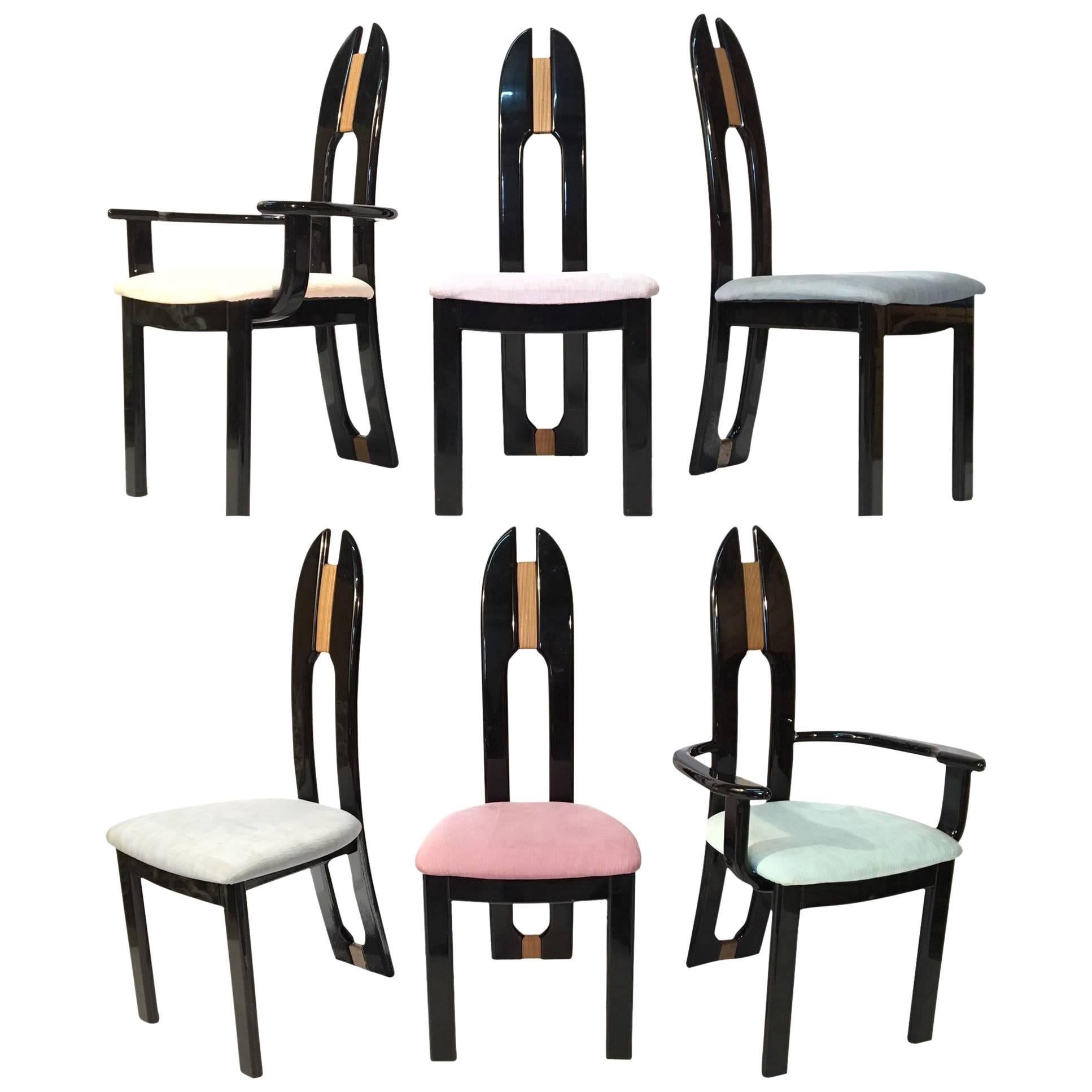 Set of Six Italian Dining Chairs by Pietro Costantini for Ello