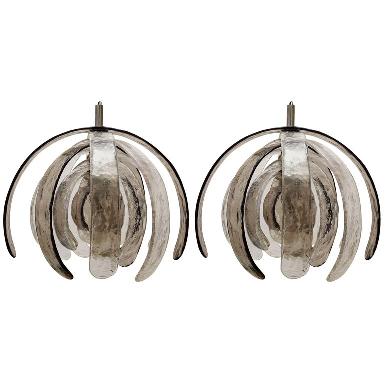 Three Rare Huge Carlo Nason Blown Glass Ceiling Lights Chandeliers Italy 1960s