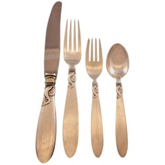 Delphin von Frigast Dänemark Sterling Silber Besteck 8er Set 41 Teile Abendessen