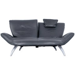 Leolux Designer Sofa Relax Leather Grey Anthracite Two-Seat Function Electric