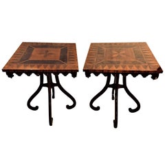 Pair of Mid-Century Modern John Widdicomb Inlaid End Tables or Lamp Tables