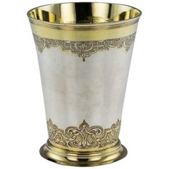 Antique 18th Century Rare German Solid Silver Beaker Cup, Augsburg, circa 1720