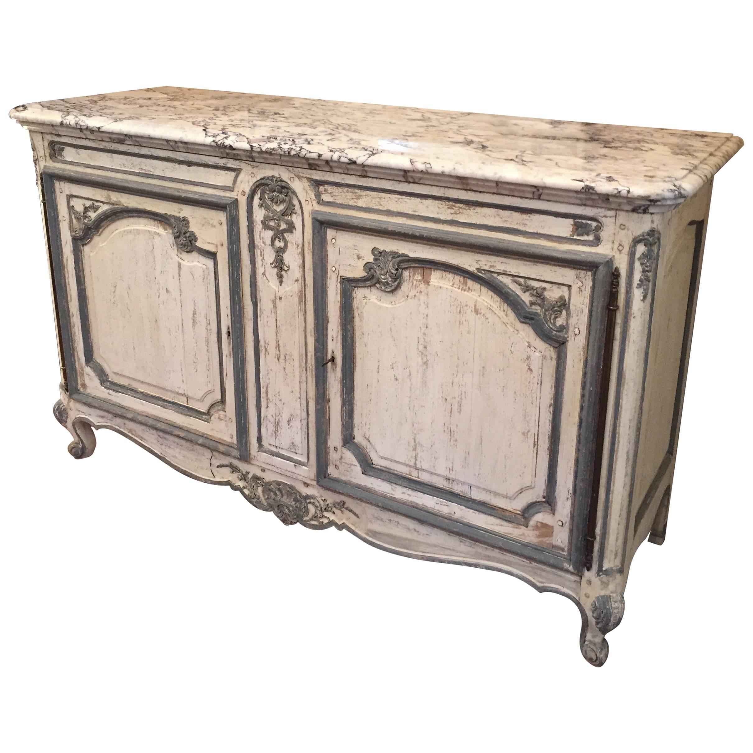 Painted French Buffet with Marble Top