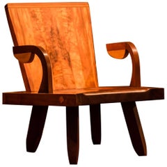 Modern Armchair Handmade in Brazilian Hardwood the 'Arraia' by Deodato