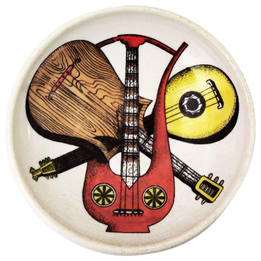 Piero Fornasetti Ceramic Ashtray Dish Musical Instruments, Italy 1950s