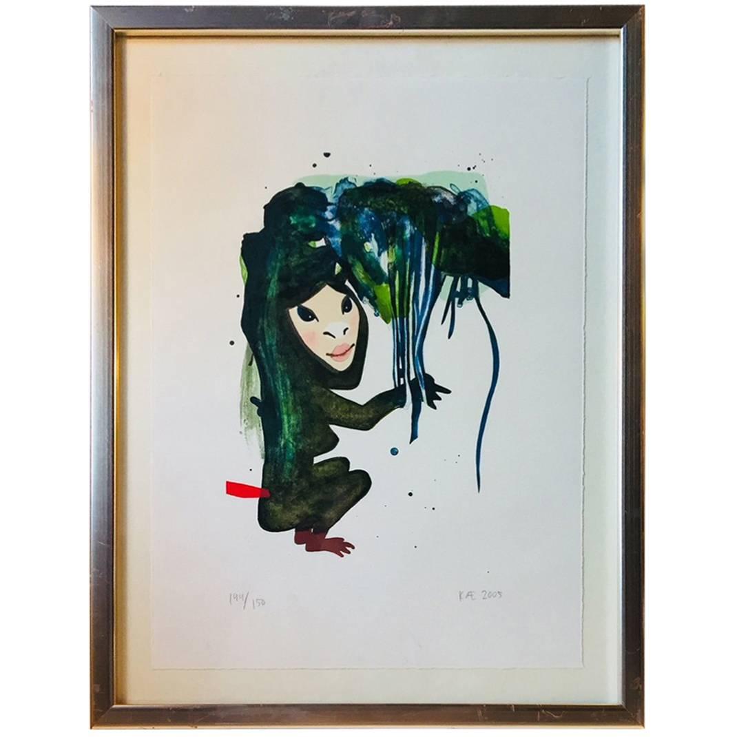 Lithograph in Colors of Female Being by Kathrine Ærtebjerg, Denmark, 2005