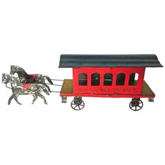 Vintage American Tin Toy Trolley, circa 1880