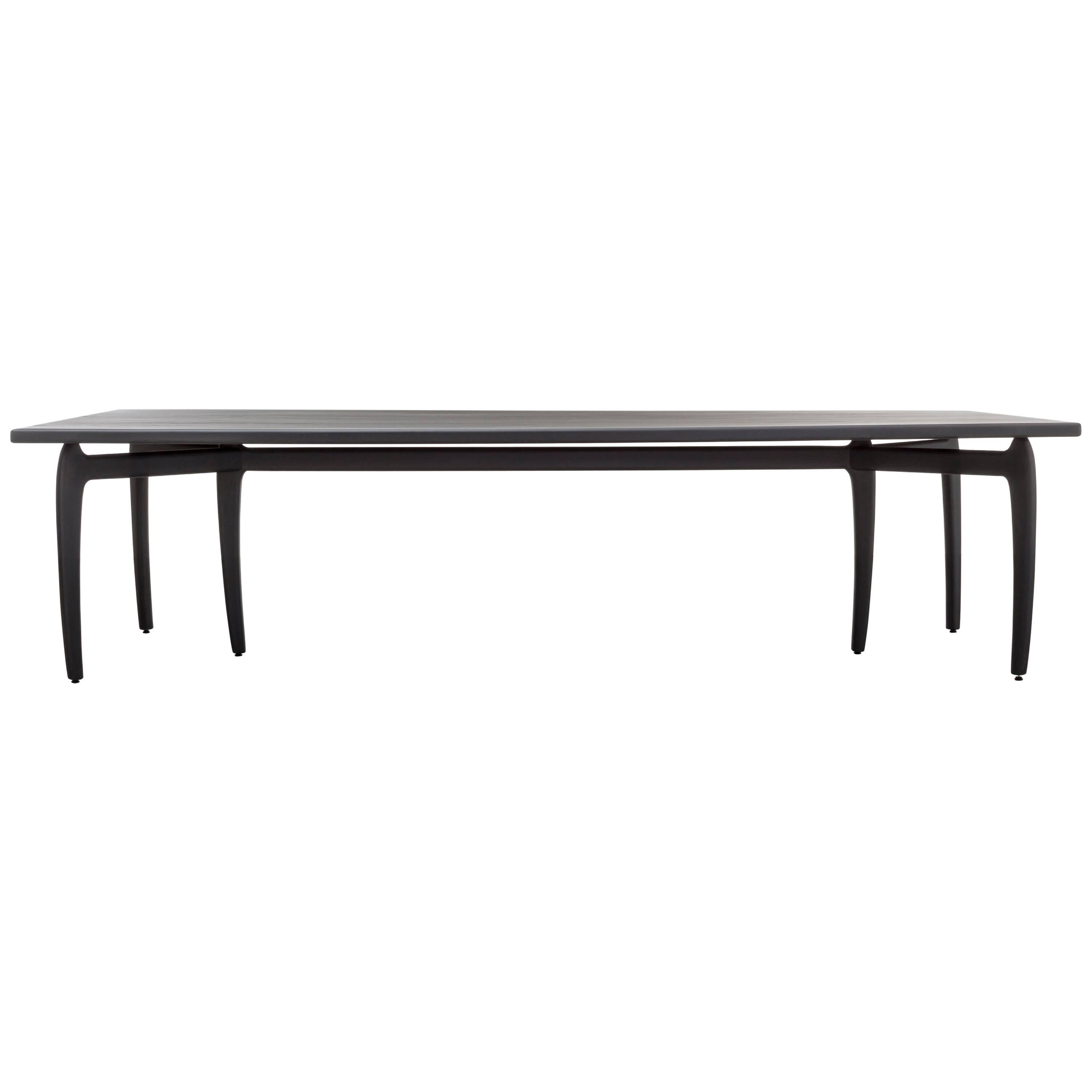 THEO DINING TABLE - Modern Hand-Carved Ebony Wood Dining Table For Sale