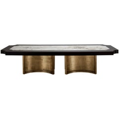 BRUSSELS DINING TABLE - Ebony Oak, Carrara Marble and Gold Leafed Modern Table