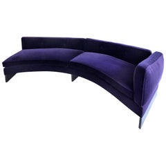 Monumental Custom Curved Sofa in Velvet