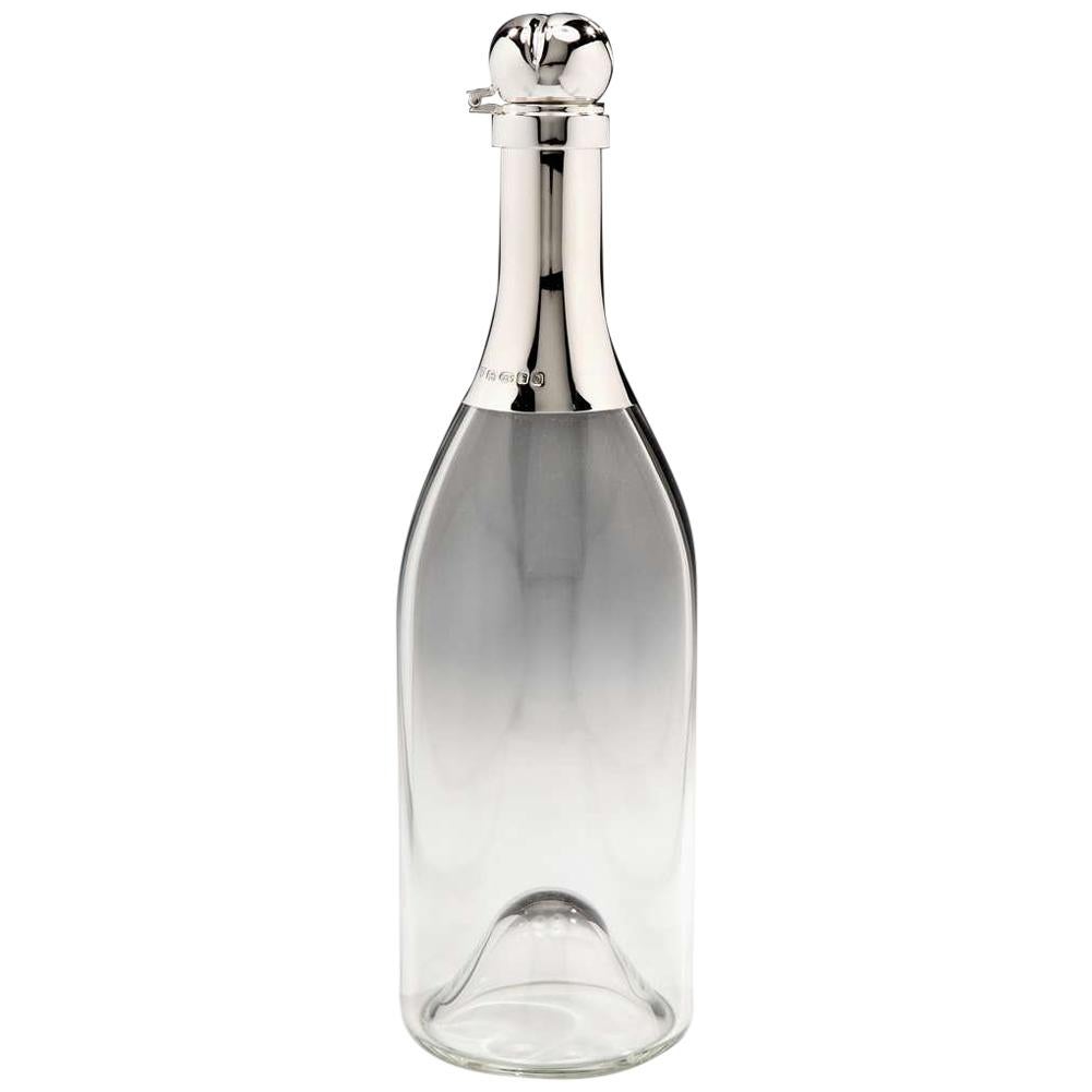 Sterling Silver Hand Blown 'Champagne Magnum' Wine Decanter, Hallmarked, 2016
