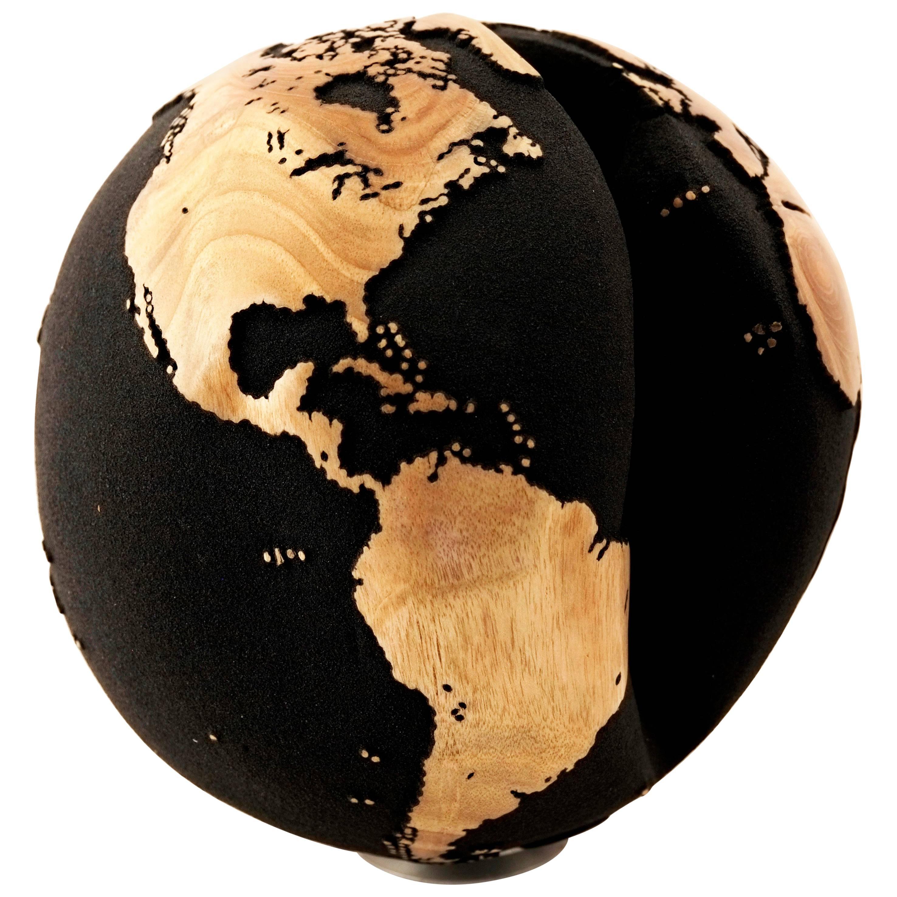 Classic Black Volcanic Sand Globe, 30 cm