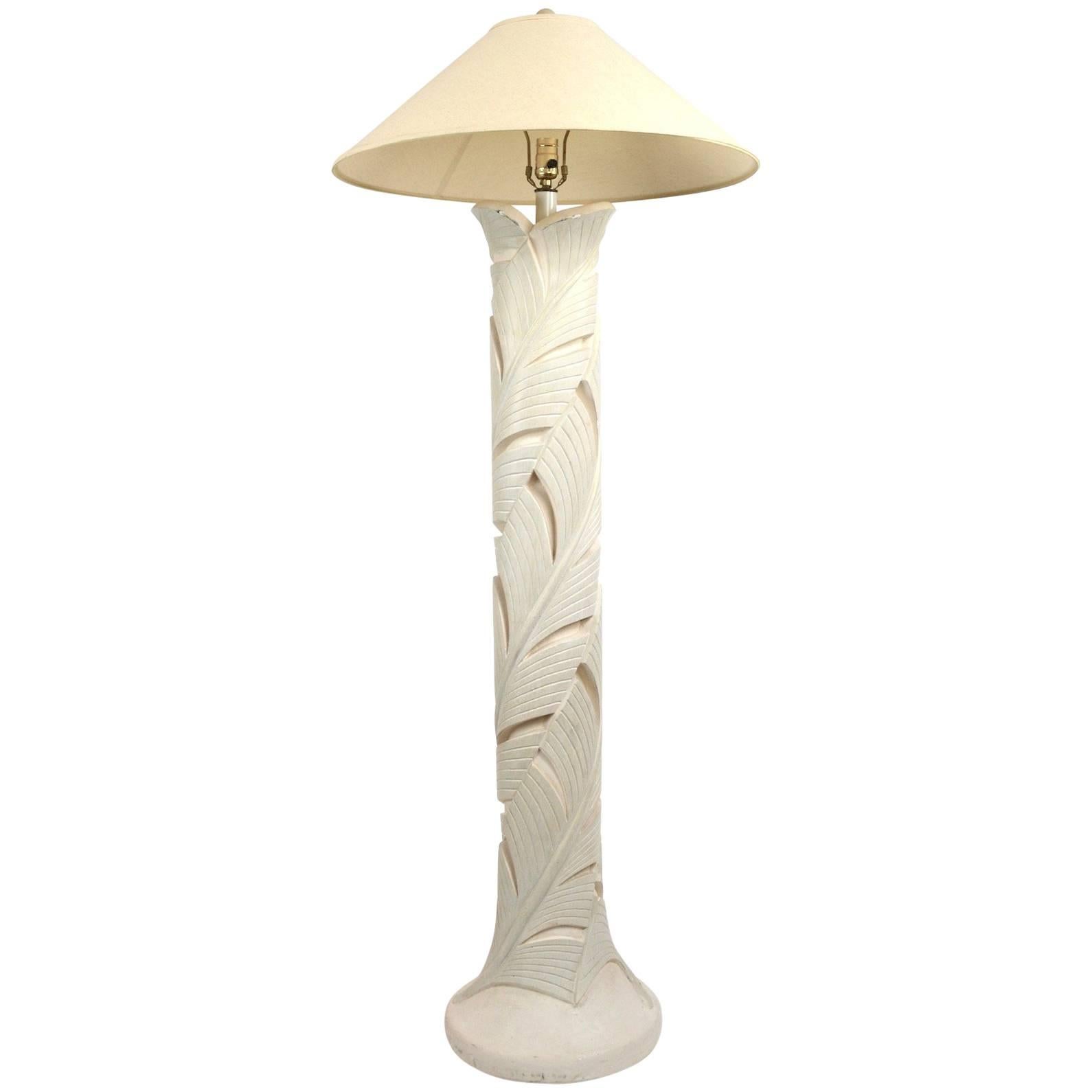 Plaster Floor Lamp in Foliate Motif