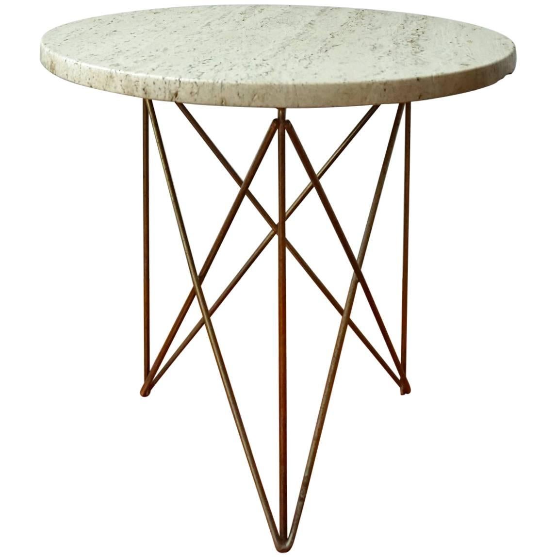 Martin Perfit for Rene Brancusi Terrazzo Top Occasional Table with Strut Base