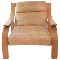 Marco Zanuso, 722 Woodline Armchair, Original Wood and Leather, Cassina Edition