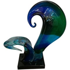 Dark Blue Modern Glass Blown Sculputure