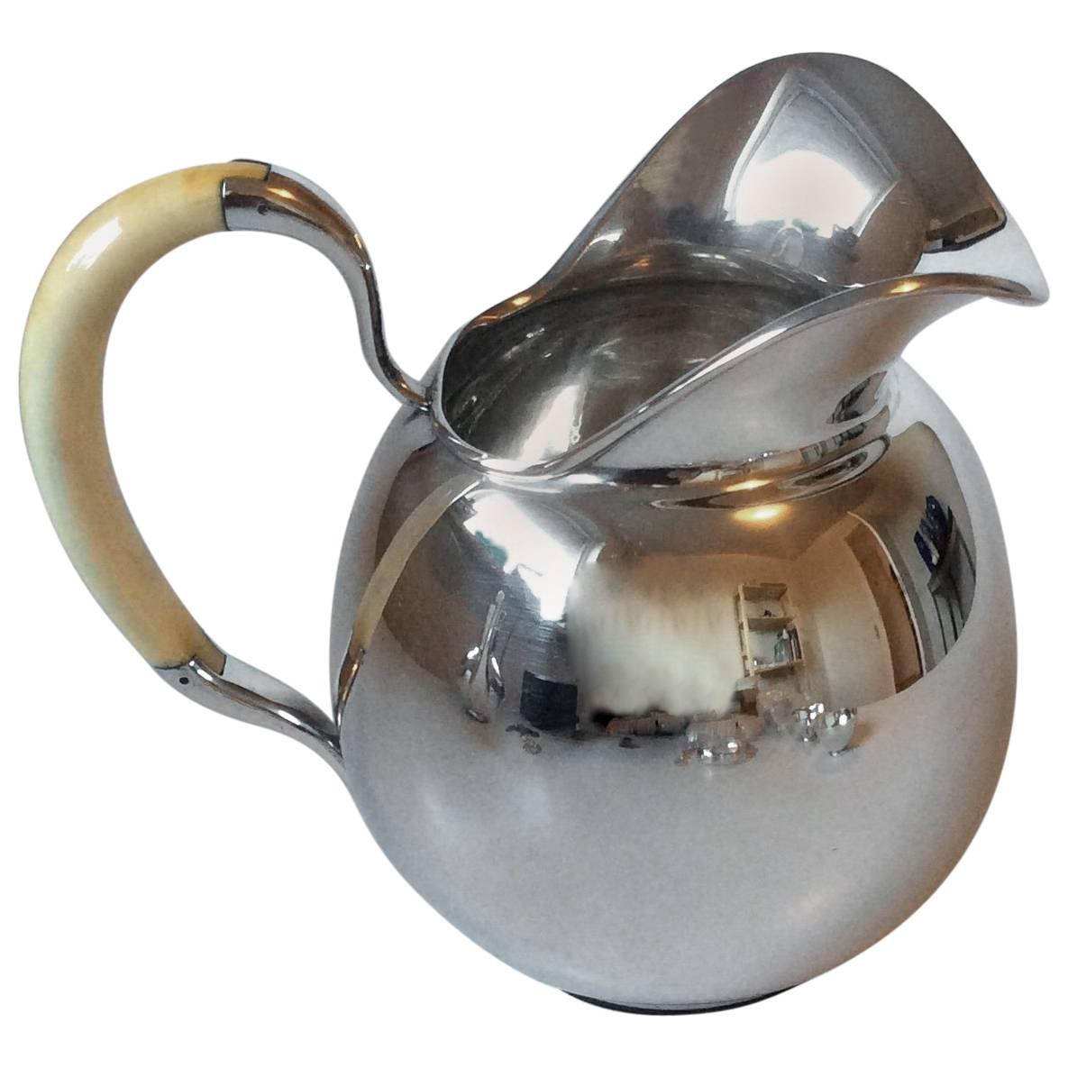 F. Hingelberg Sterling Silver Water Pitcher by Svend Weihrauch with Bone Handle