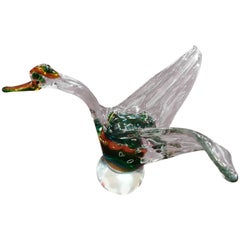 Italian Modern Crystal-Coloured Blown Glass Duck